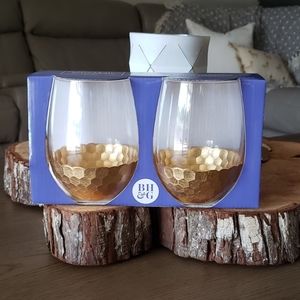 Gold Honeycomb Stemless Wine Glasses